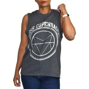 Moss Copenhagen Muscle Tee Grey Tank Top Cutoff Sweatshirt Graphic Size XS